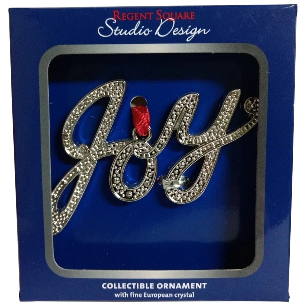 New! Joy Metal Christmas Ornament + European Crystals